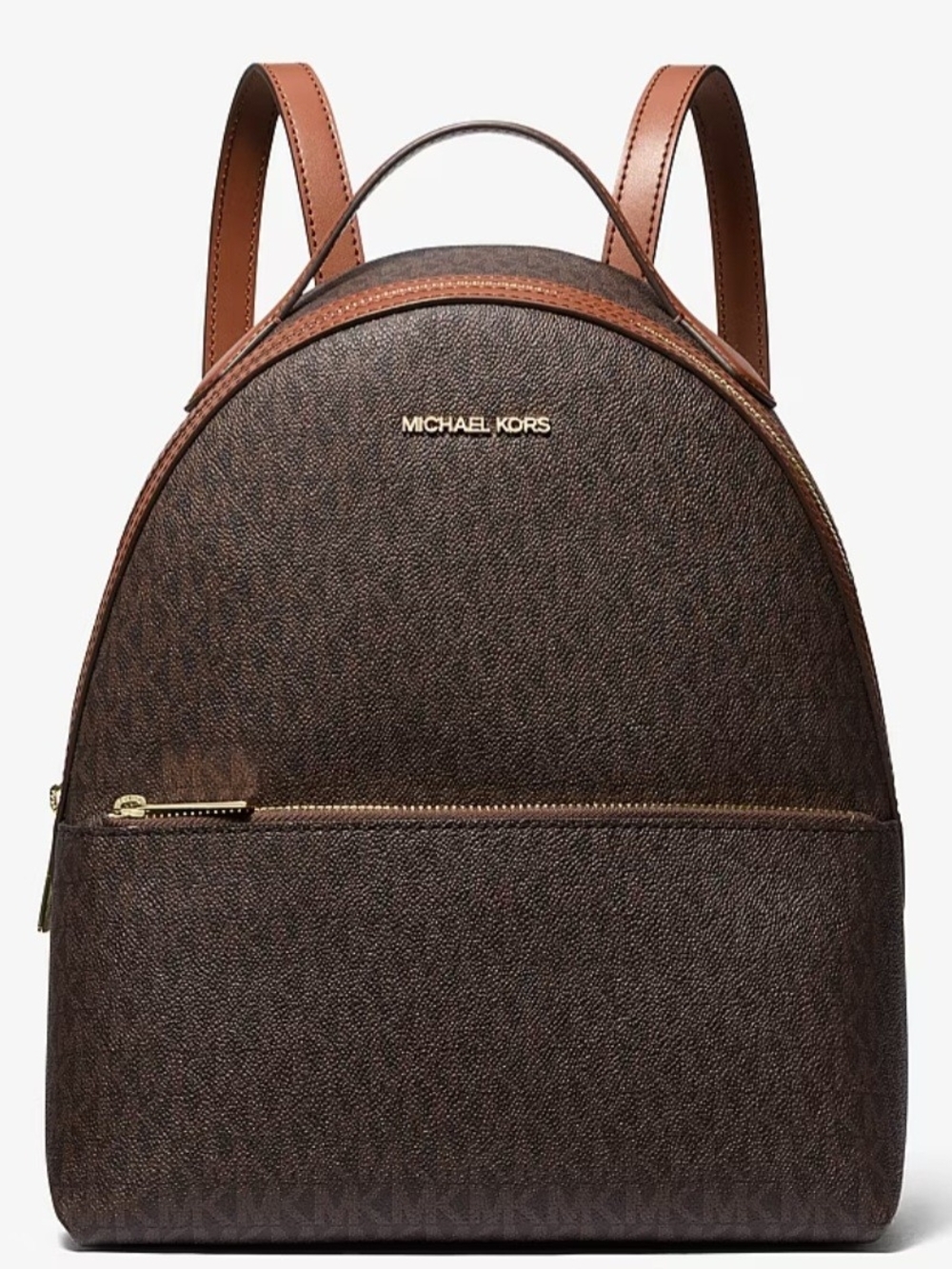 Michael Kors Sheila Medium Logo Dome Backpack with Tan Trim